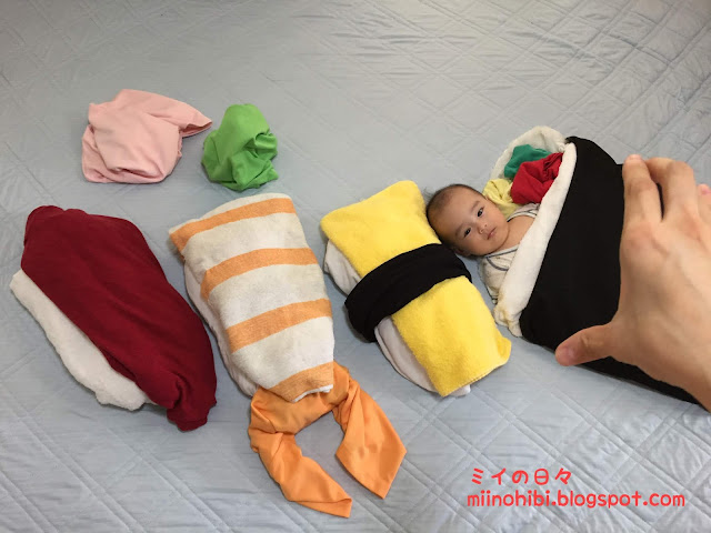 お昼寝アート 赤ちゃん 寿司 海苔巻き
