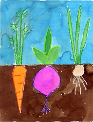 vegetable garden painting watercolor