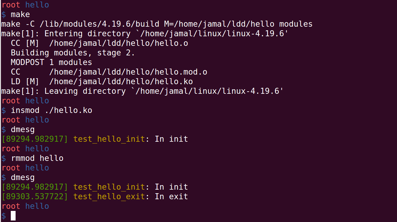 Hello World Linux Device Driver Program