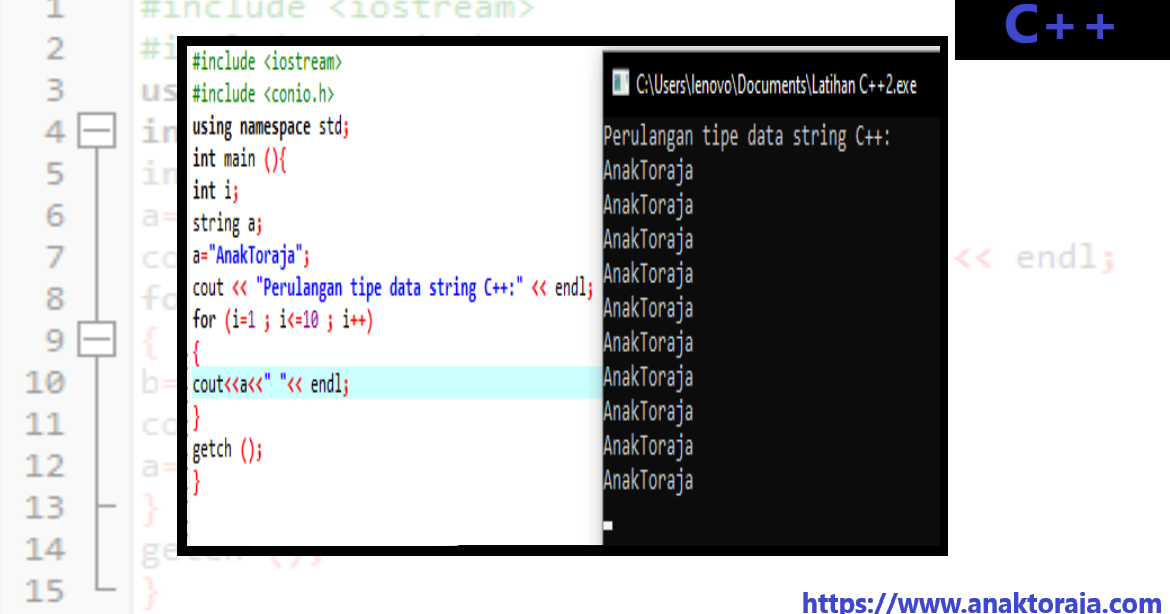 Contoh Program Perulangan For C++ Sederhana