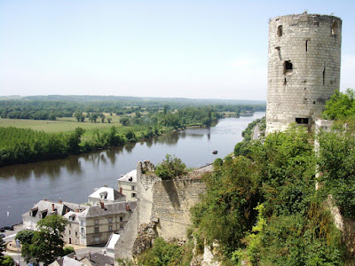 looking down on the river Vienne from one of the towers of the chateau at Chinon  