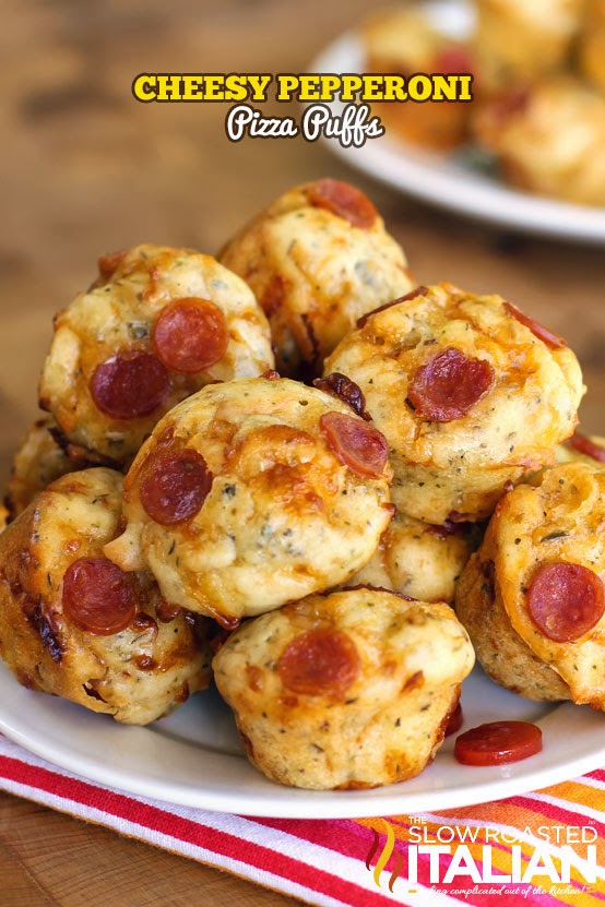 Bite Size Cheesy Pepperoni Pizza Puffs