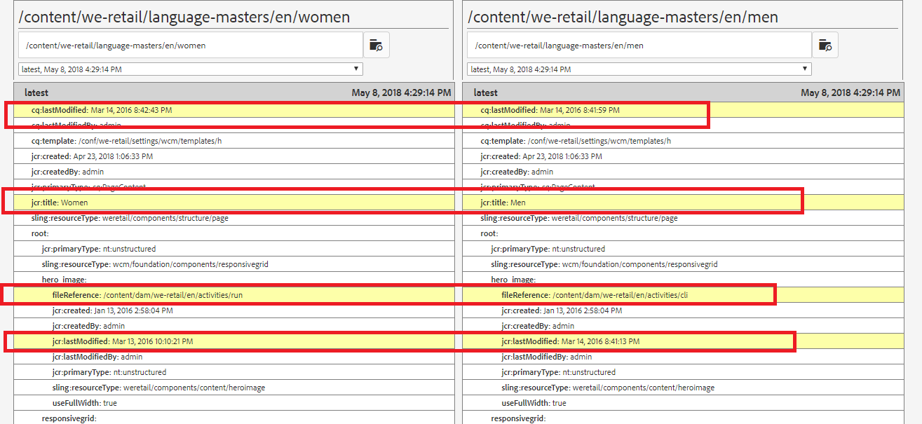 Adobe Experience Manager Tutorials ACS AEM Commons page compare