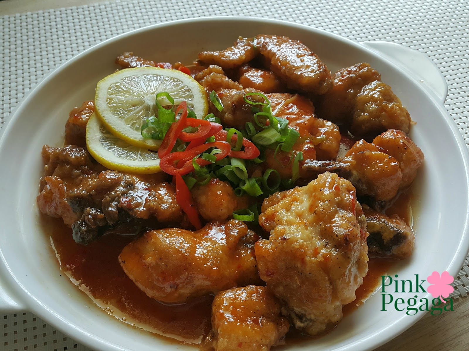 Resepi Ayam Madu Lemon Pedas / Spicy Lemon Chicken  Pink Pegaga