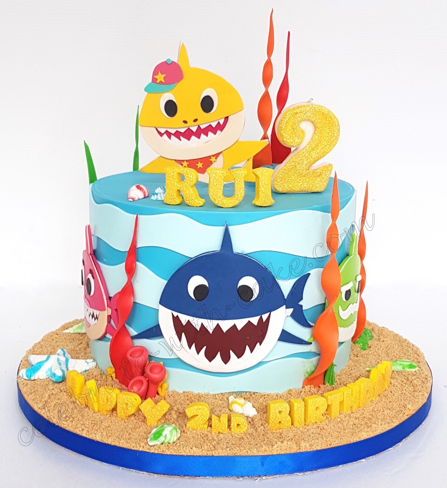 Baby Shark Birthday Cake 2 Pinkfong Shark Birthday Cakes Shark Theme Birthday Shark Themed Birthday Party