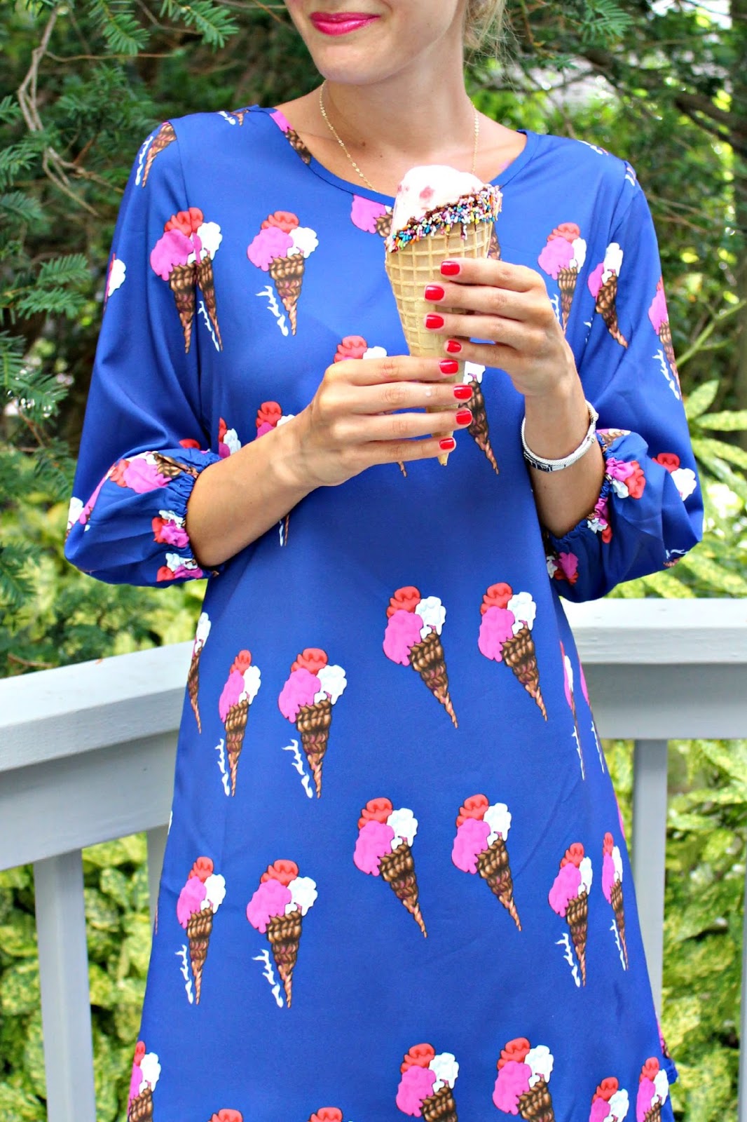 blue ice cream print dress