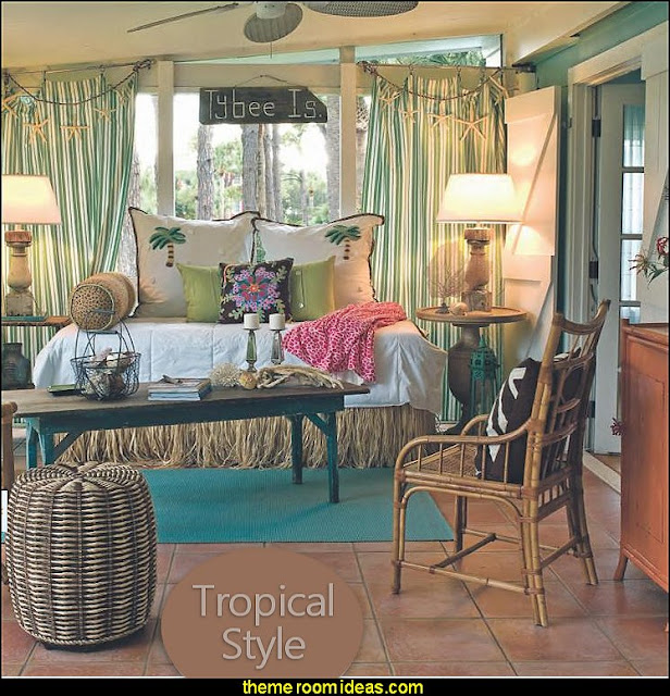 Tropical beach style bedroom decorating ideas - beach bedrooms - surfer theme rooms 