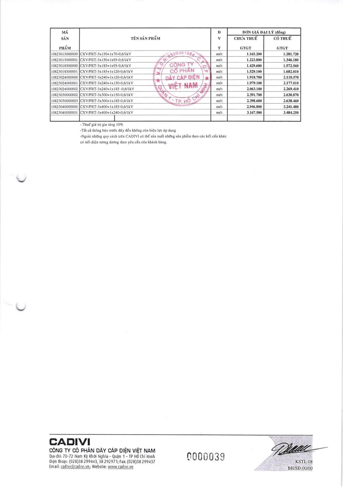 Tải bảng giá catalogue cáp điện Cadivi mới nhất tại Đại lý cấp 1