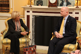 Emma Bonino meets British Foreign Secretary William  Hague in 2013 during her time as Minister of Foreign Affairs