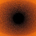 Unieke abstracte oranje achtergrond met zwart oog