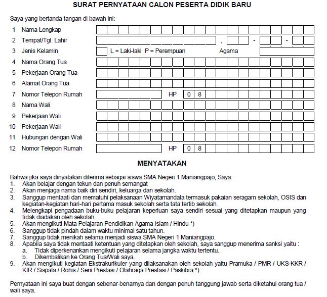 Surat Perjanjian Sekolah Dengan Orang Tua Siswa Contoh Seputar Surat