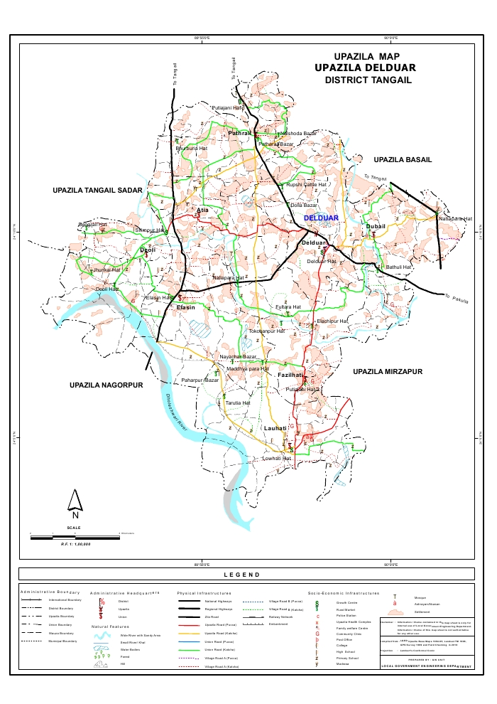 Delduar Upazila Map Tangail District Bangladesh