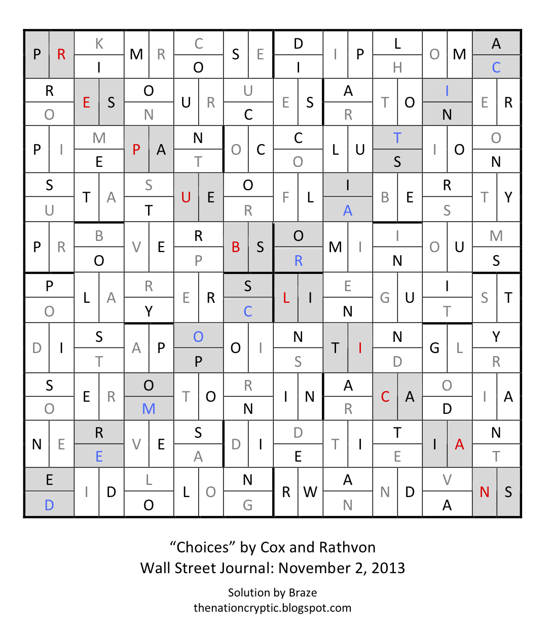 The Nation Cryptic Crossword Forum: Wall Street Journal solution