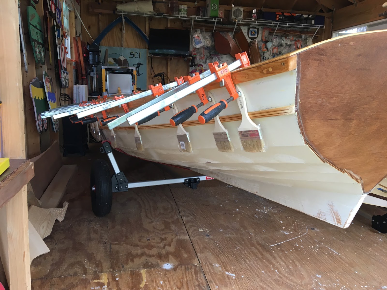 Small Boat Restoration St. Jacques Log 04 Jun 17 Rub Rail and Hull Paint