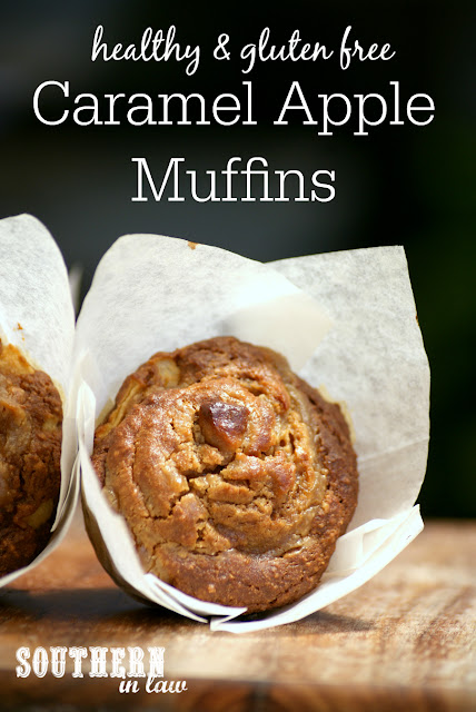 Healthy Caramel Apple Muffins Recipe - gluten free, healthy, sugar free, low fat, dairy free, clean eating recipe, dessert, snack, easy, simple