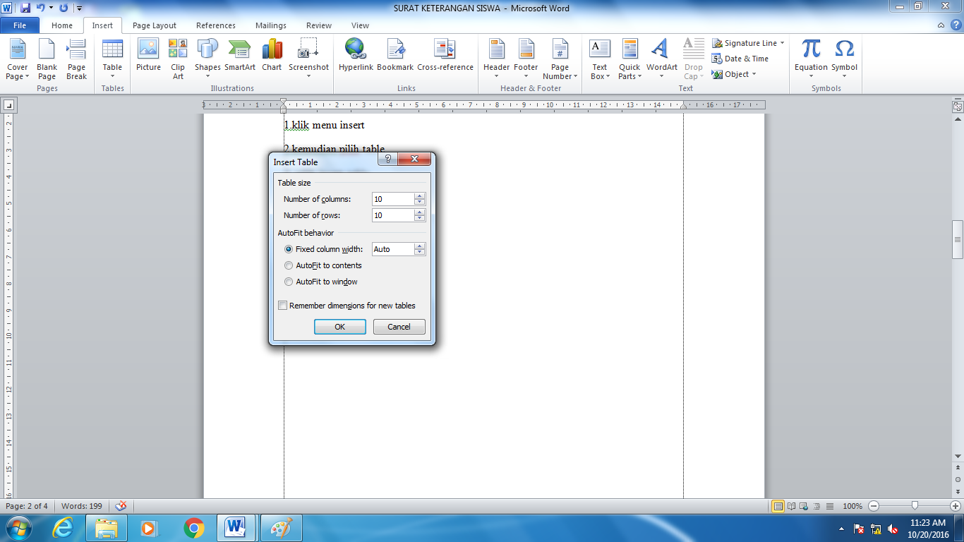 Cara Membuat Table di Microsoft Word BELAJAR BARENG