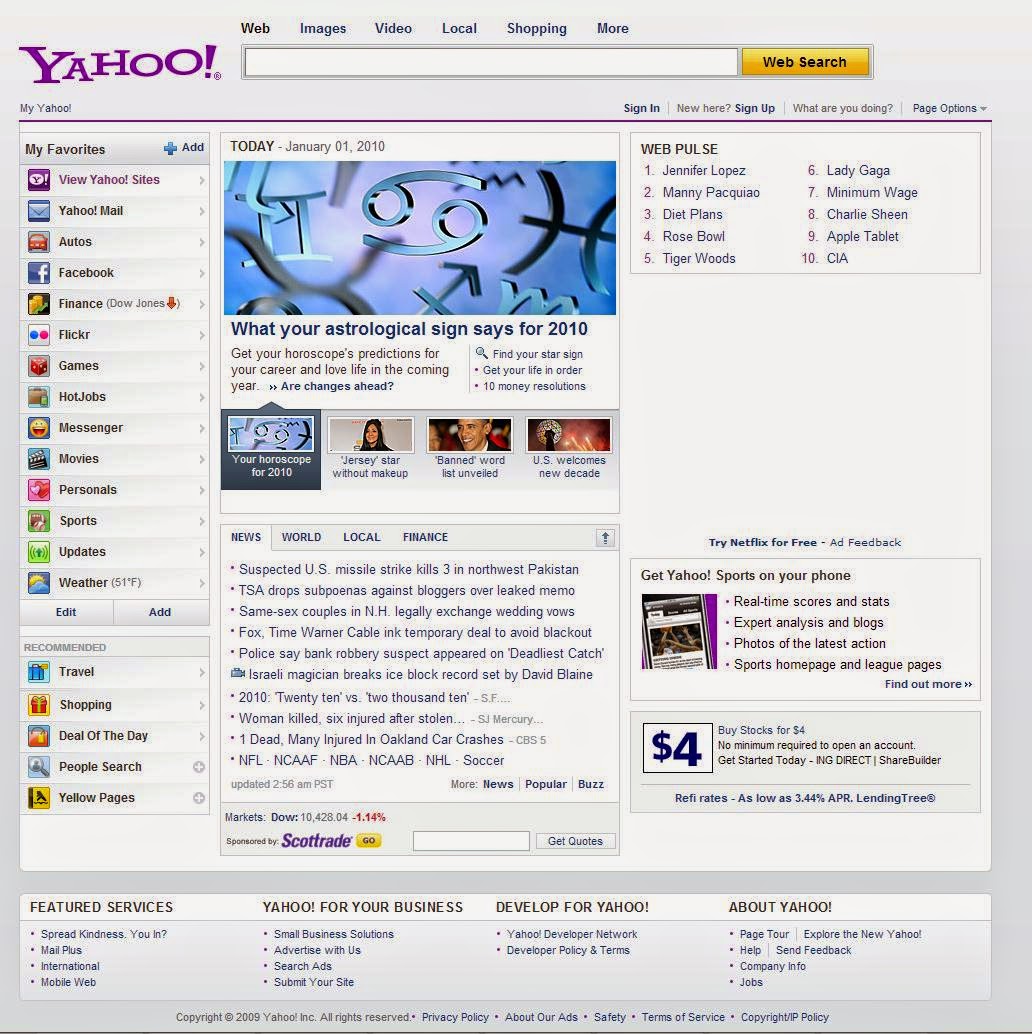Yahoo! Homepage 1994 - 2014 ~ Info And Knowledge