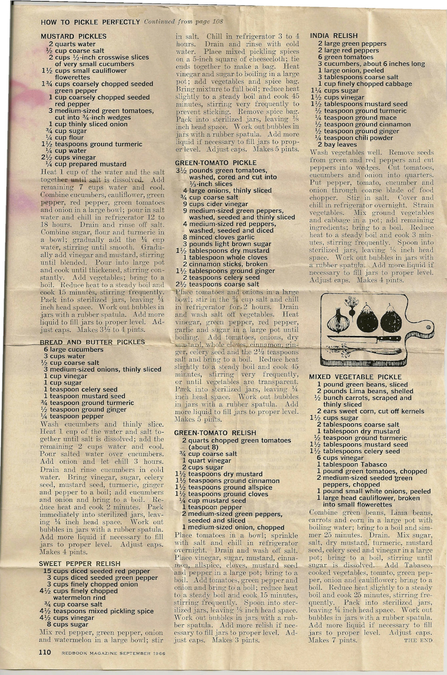 Grandma Lindsey's Recipes Mustard Pickles, Bread and Butter Pickles