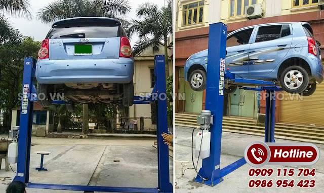 Cầu nâng ô tô 2 trụ giằng dưới sửa chữa xe ô tô giá rẻ - 2