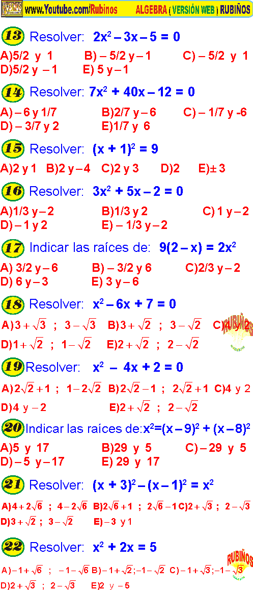 Ecuaciones De Segundo Grado Problemas Resueltos