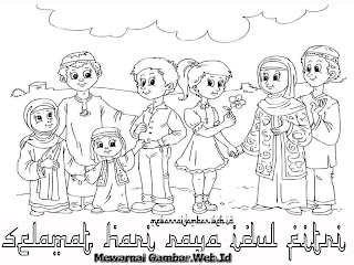 Gambar Mewarnai Tema Lebaran Mewarnai Gambar