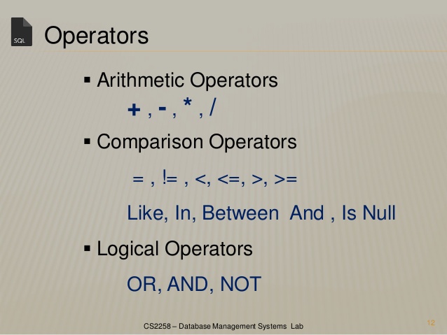 Learn Oracle Online: SQL OPERATOR