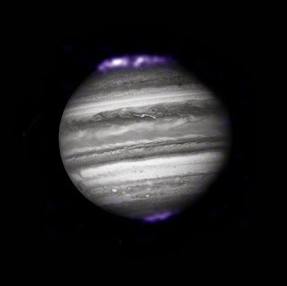 Composite image of Jupiter by the Hubble Space Telescope and Chandra X-ray observatory