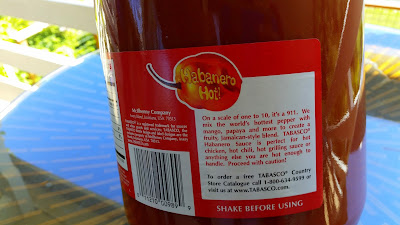 Information on a label of 1 gallon tabasco habanero sauce