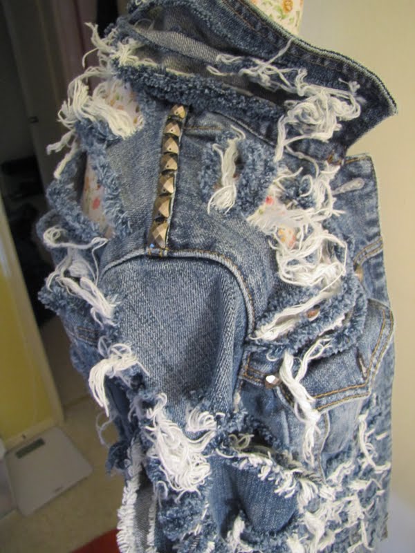 SHOP RightUpYourAly: Shredded Denim Jacket w/ Studs $50
