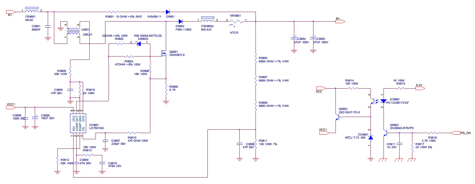 Schematic Diagrams: Haier LE32C13200 Haier LE40C13800 - SMPS and