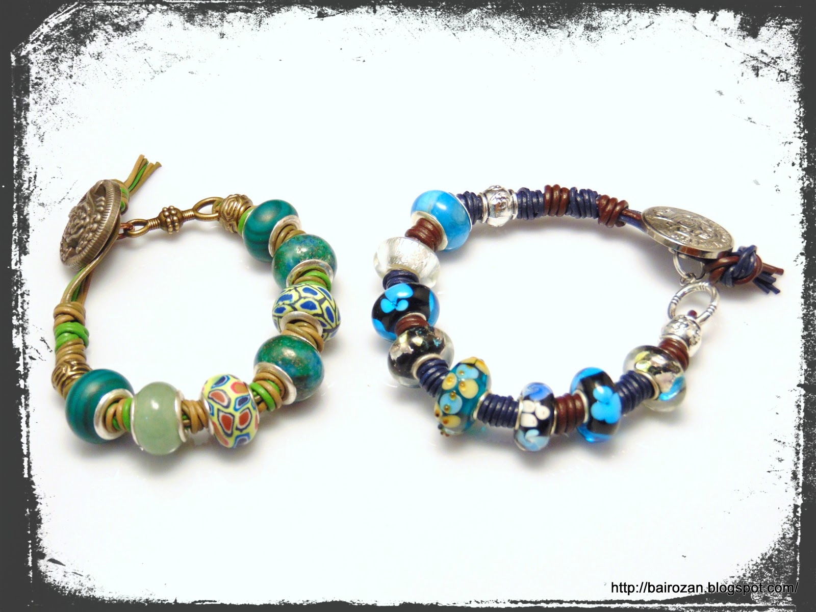 bairozan's blog Гривни с мъниста с широк отвор и кожена корда / Large