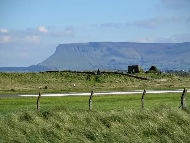 Benbulben viewed beyond the airport landing strip in Sligo, Ireland