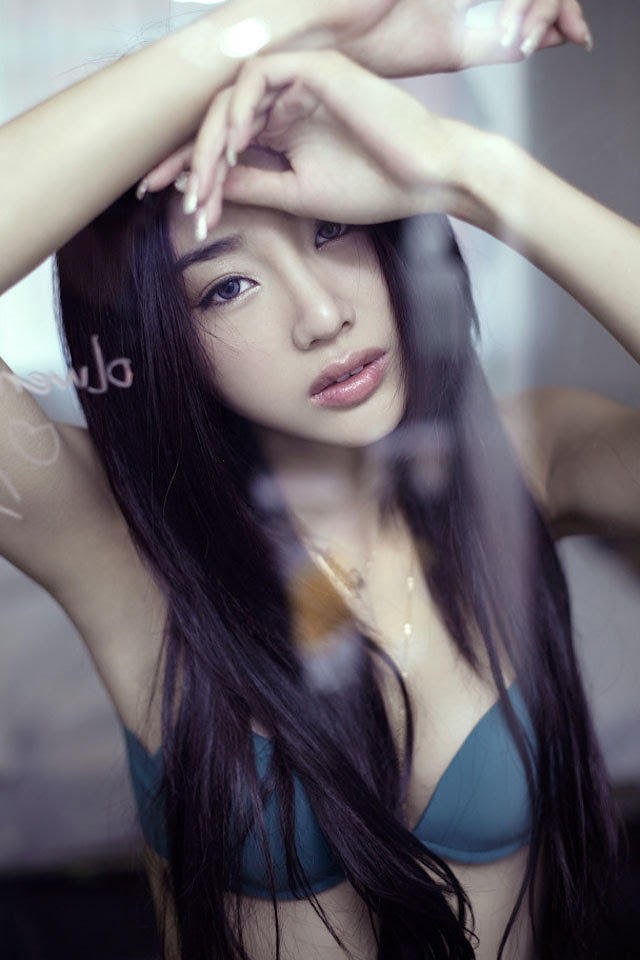  Sad Asian Girl Blue Bikini   Android Best Wallpaper