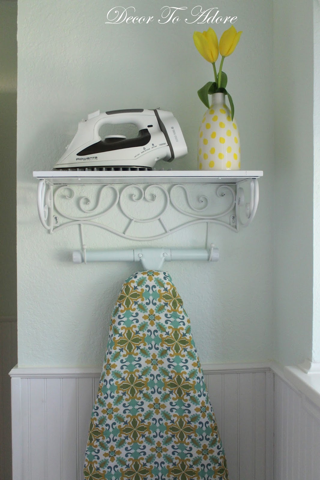 Decor To Adore A Pretty Storage Solution for an Iron and Ironing Board