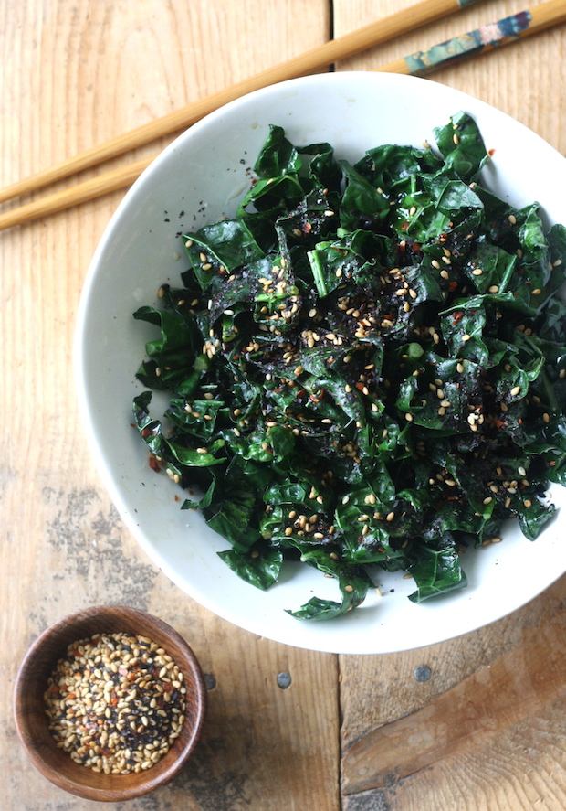 Stir Fried Kale with Japanese Sesame Seasoning by SeasonWithSpice.com