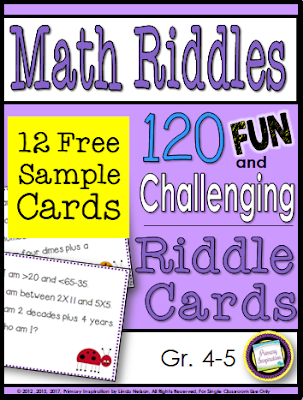 Primary Inspiration: Math Riddles for Upper Elementary... A Freebie!
