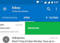 Configurar acciones para deslizar dedo en Outlook Mail Movil