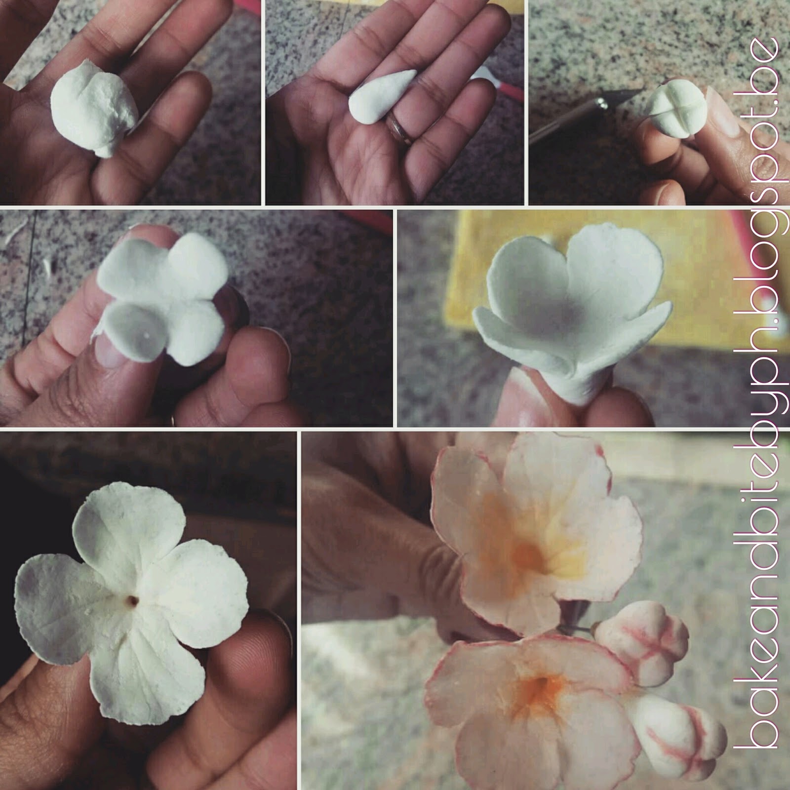 Bake and Bite Making Flowers without cutters Tutorial And Gumpaste