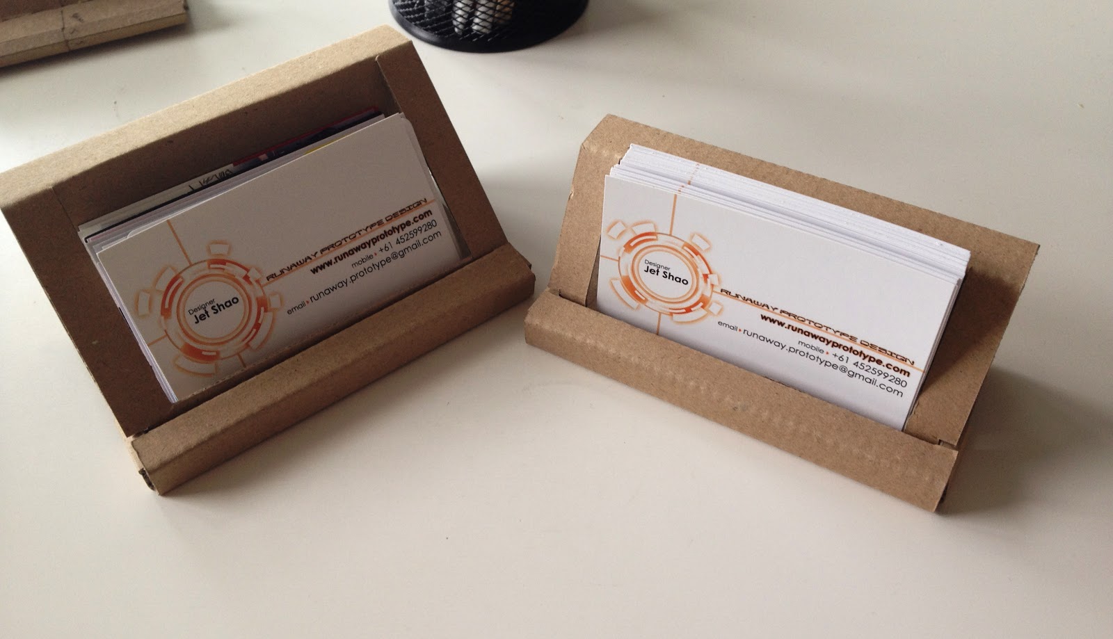 Runaway Prototype Design Cardboard business card holder reloaded
