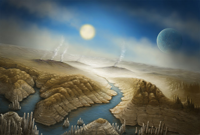 ilustração artística de Kepler-452b, planeta igual a Terra