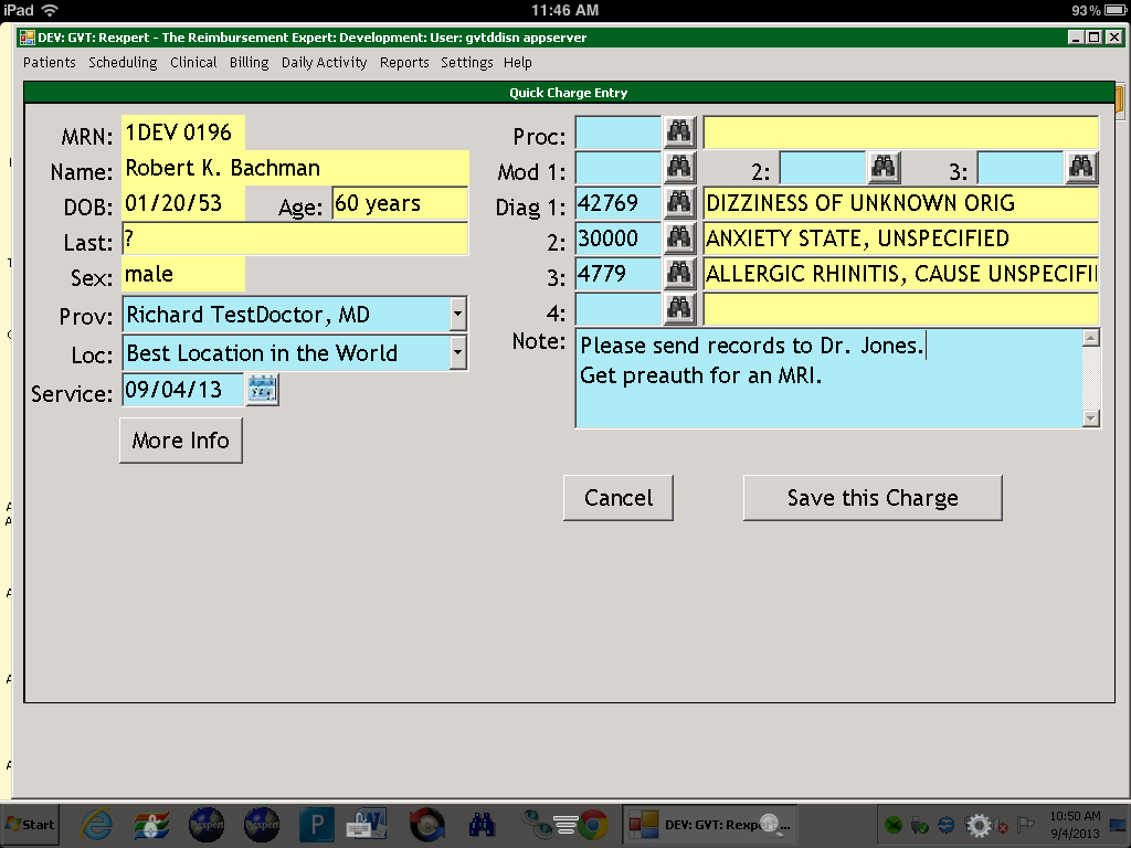 Rexpert Experience Quick Charge Entry