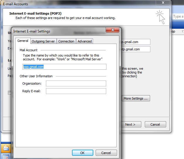 Get Ur Studies: HOW TO CONFIGURE GMAIL IN OUTLOOK IN WINDOWS 7
