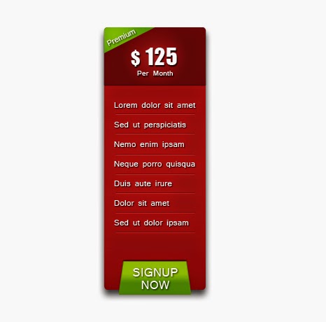 Free PSD Pricing Table