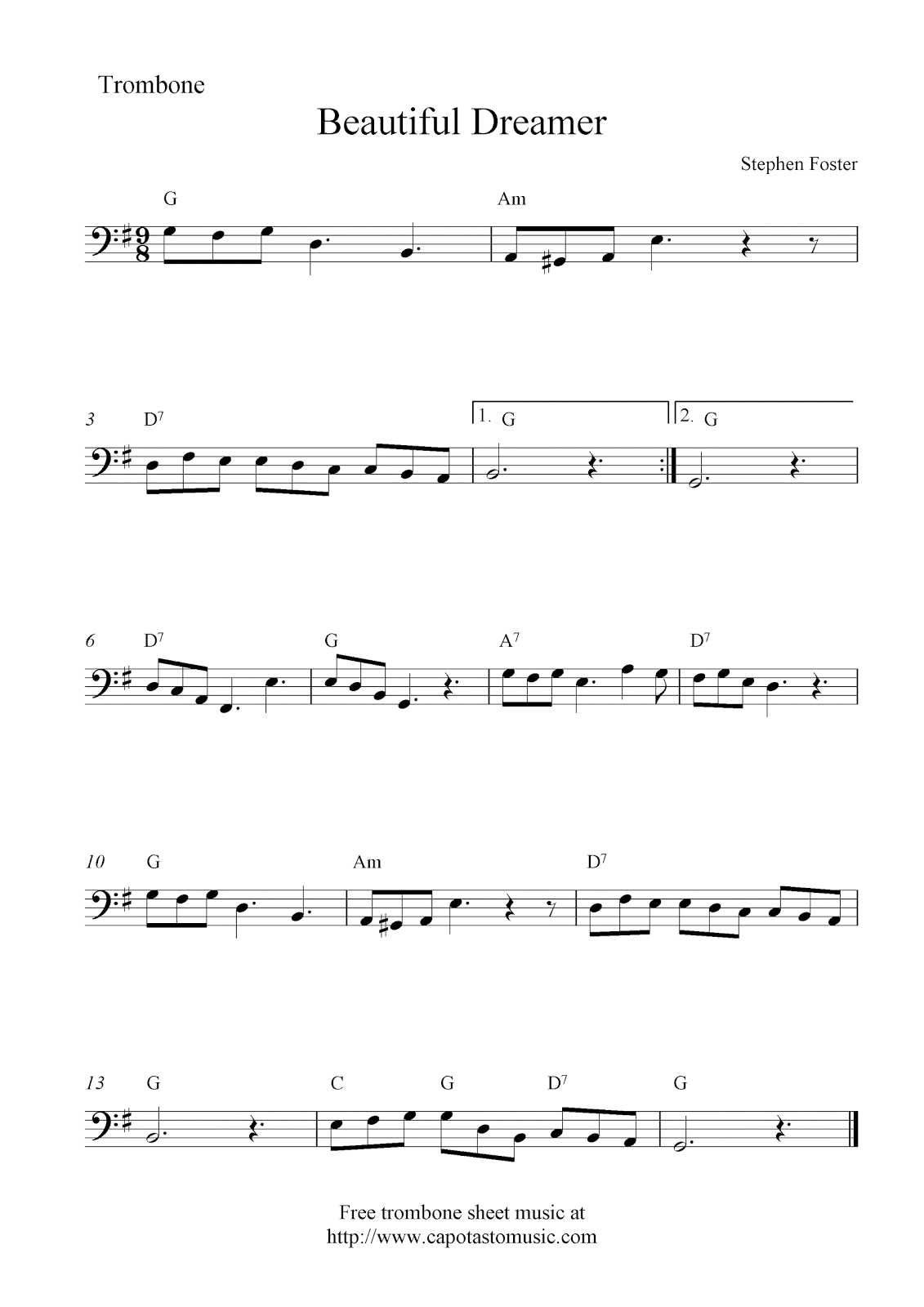 Free Printable Trombone Sheet Music FREE PRINTABLE TEMPLATES Free Printable Trombone Sheet Music FREE PRINTABLE TEMPLATES