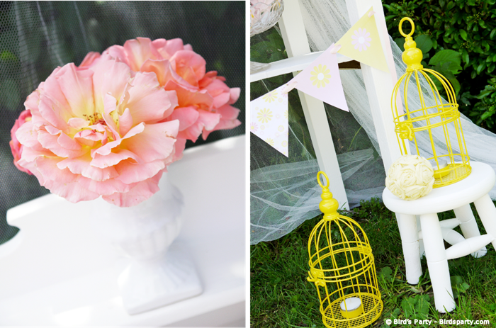 A Pink and Yellow Bridal Shower with Free Party Printables  - BirdsParty.com