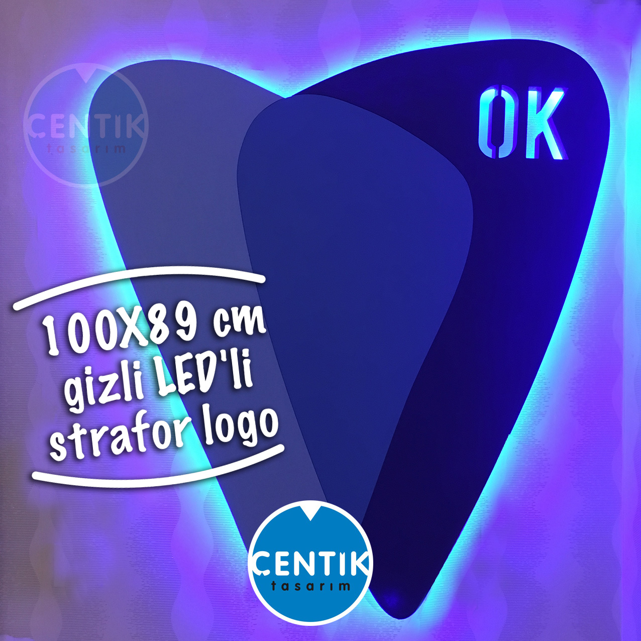 Çentik Tasarım Strafor parti dekorları OK Diş kliniği Strafor LED