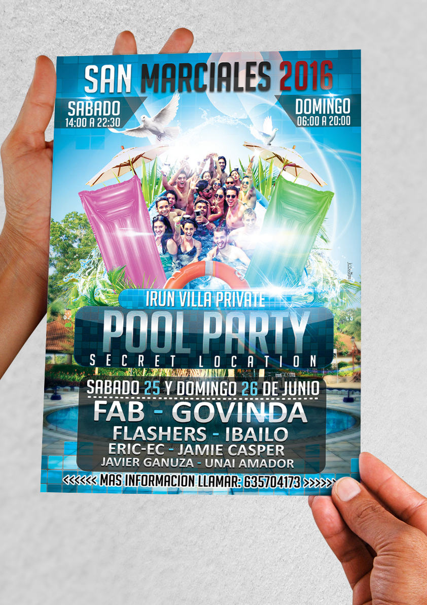 Cartel POOL PARTY SAN MARCIALES 2016 Irun (Guipúzcoa) Jc Designs