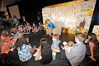 Winnie the Pooh Storyteller of Year winner Steven Prusakowski from New Jersey reads Winnie the Pooh and Blustery Day to the kids at PLUSH 2013.