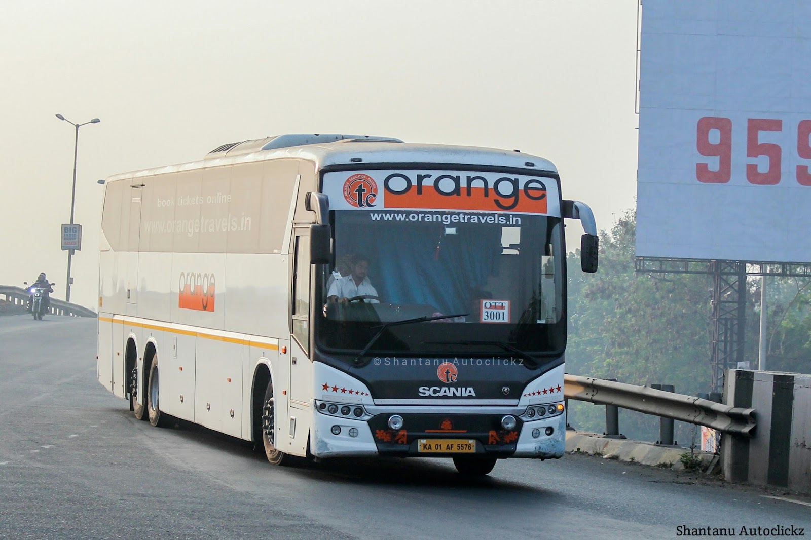 Shantanu Autoclickz Orange Travels Scania Metrolink HD Multiaxle Semi