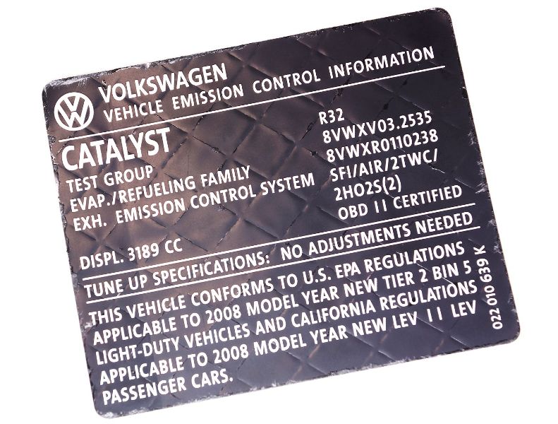 Replacement VIN (vehicle identification number) Stickers 2018